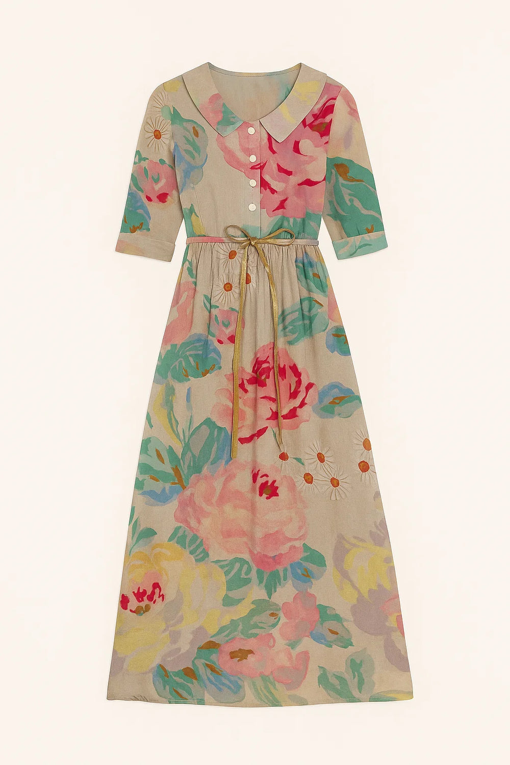 Jurk - Bloemenprint & Taillelint Detail