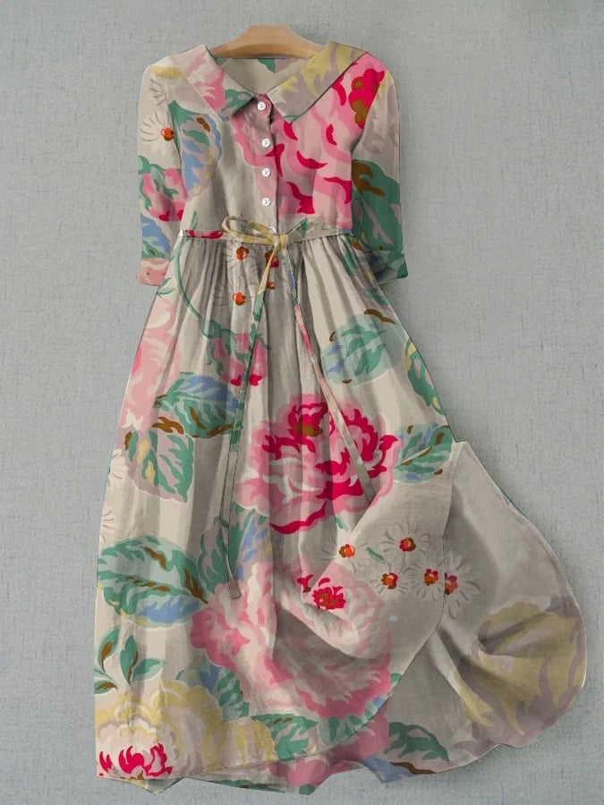 Jurk - Bloemenprint & Taillelint Detail