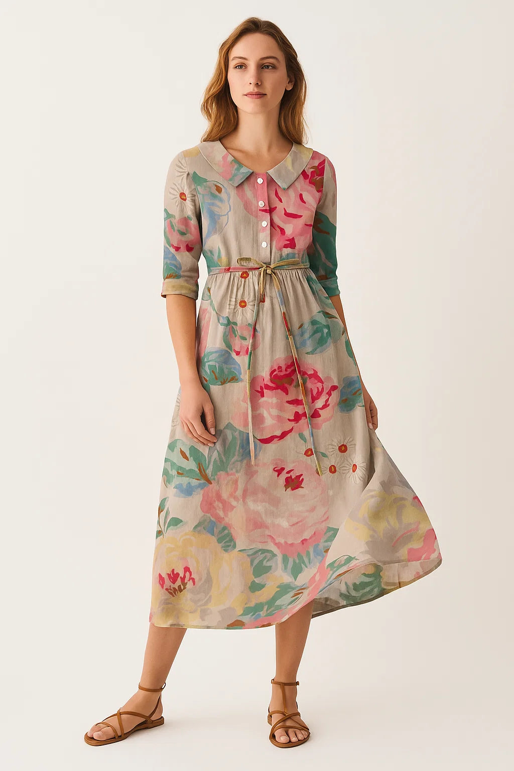 Jurk - Bloemenprint & Taillelint Detail