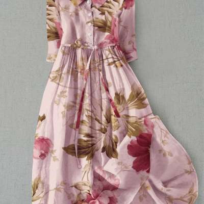 Jurk - Bloemenprint en Taillelint Detail