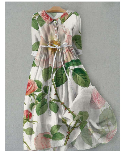 Jurk - Bloemenprint en Taillelint Detail