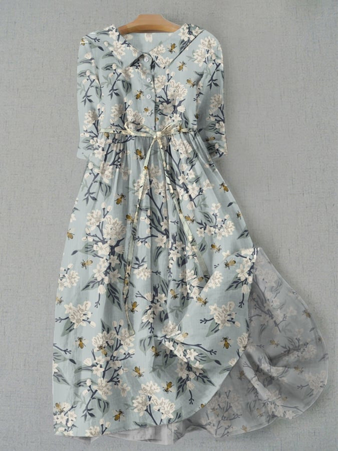 Jurk - Bloemenprint en Taillelint Detail