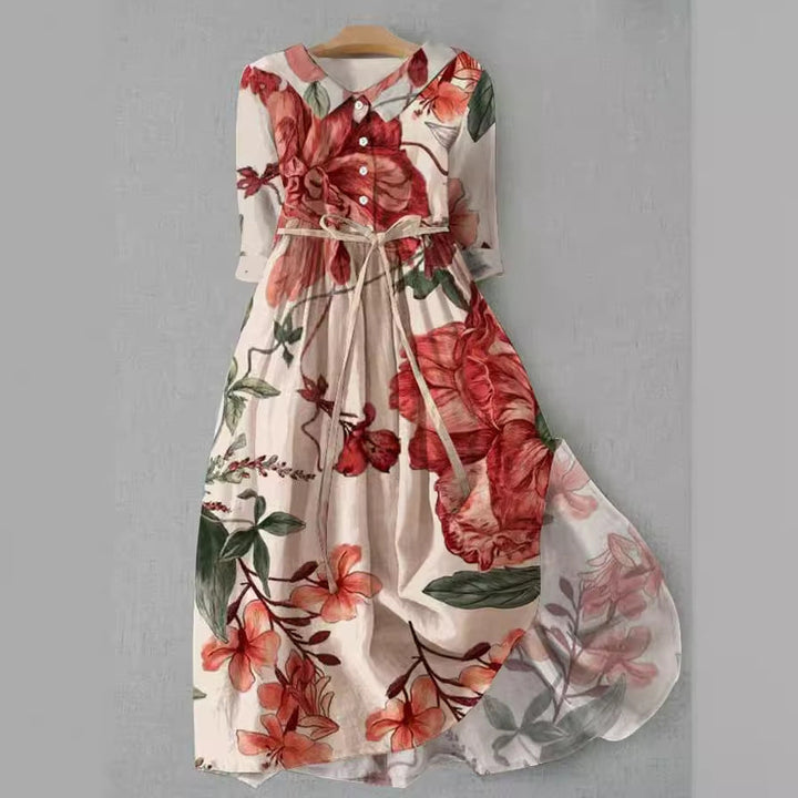 Jurk - Bloemenprint en Taillelint Detail