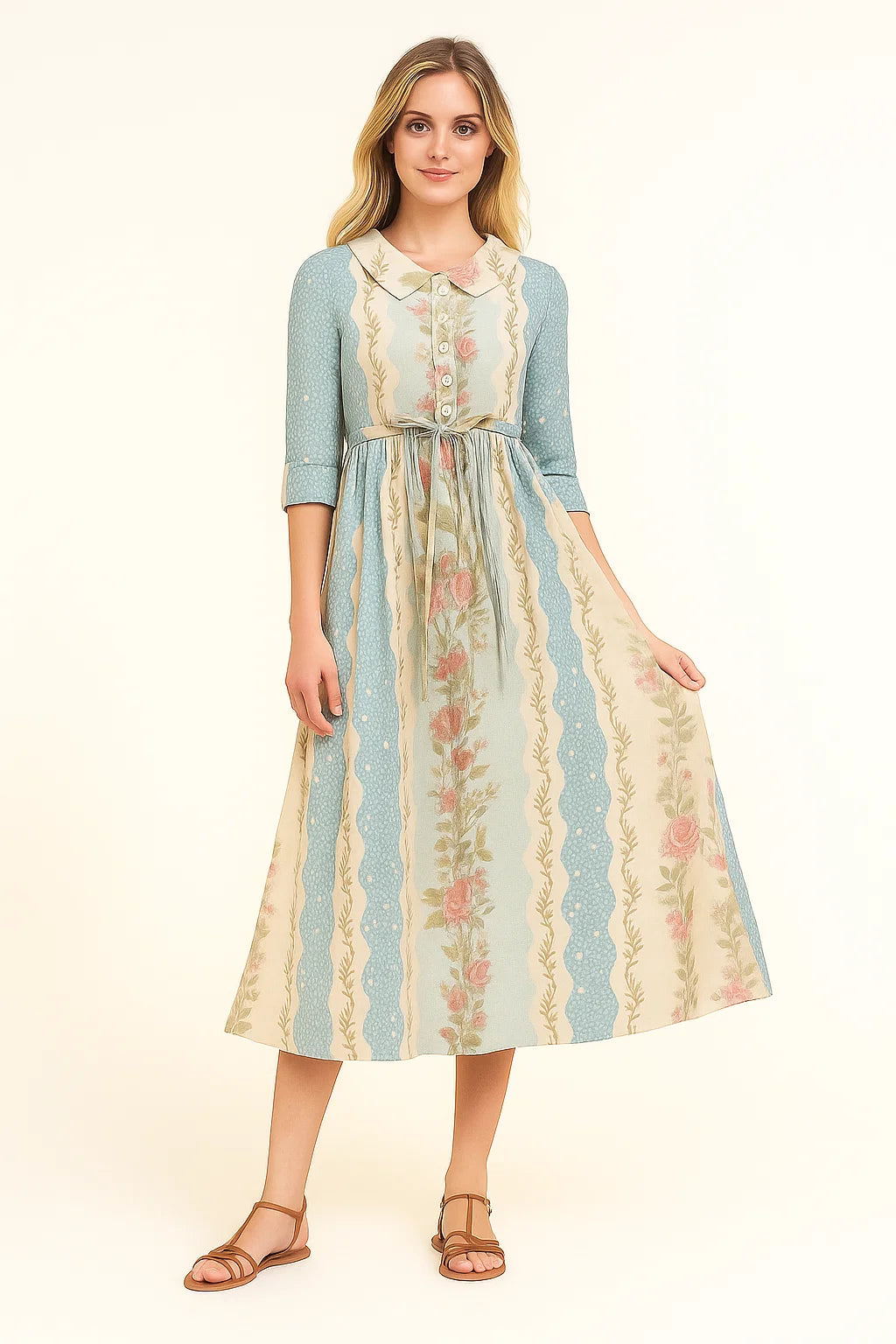 Jurk - Bloemenprint en Taillelint Detail