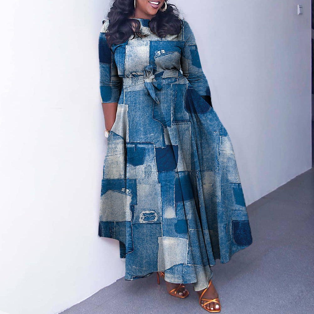 Jurk – Katoen-Polyester Mix & Hoge Taille Met Knoopsluiting