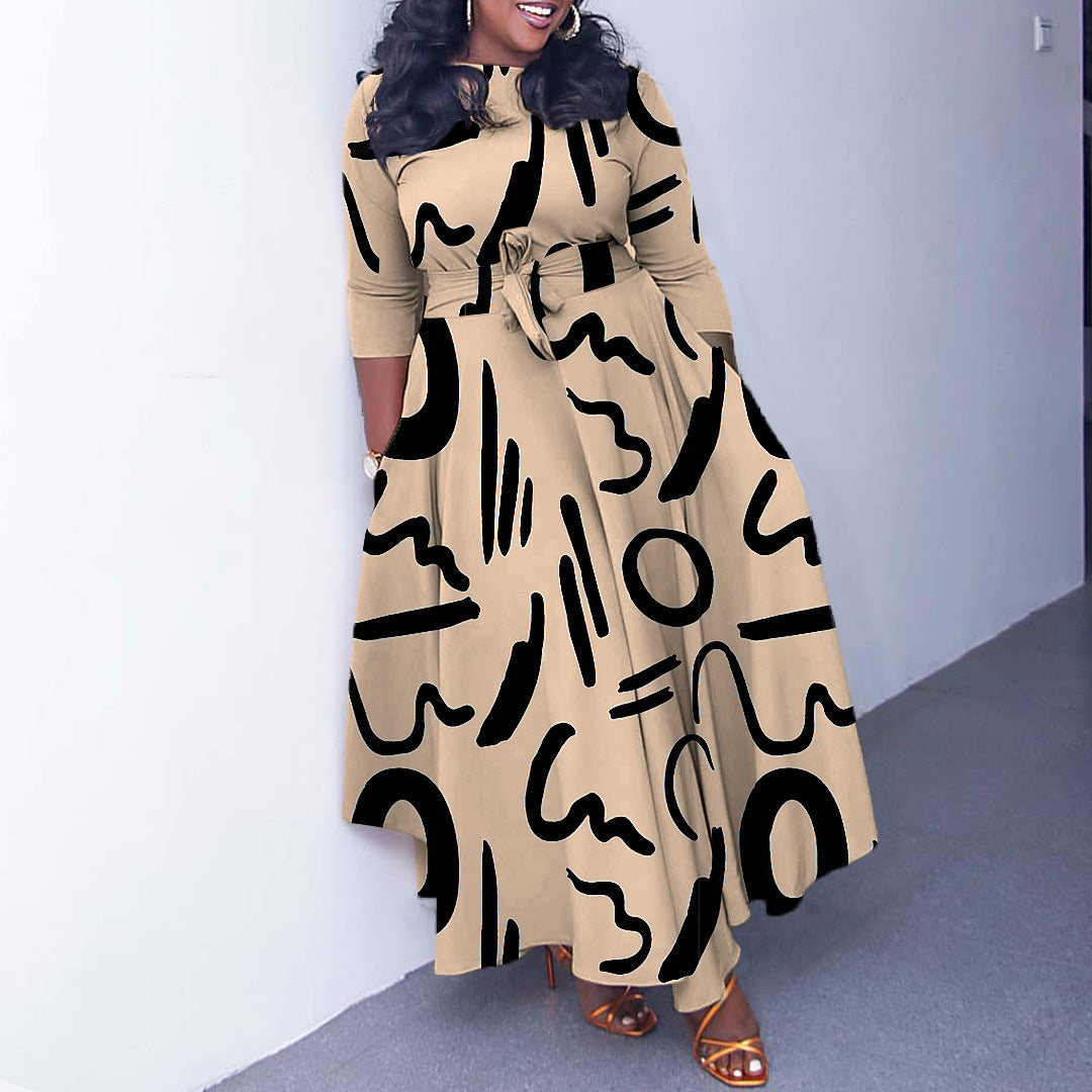 Jurk – Katoen-Polyester Mix & Hoge Taille Met Knoopsluiting