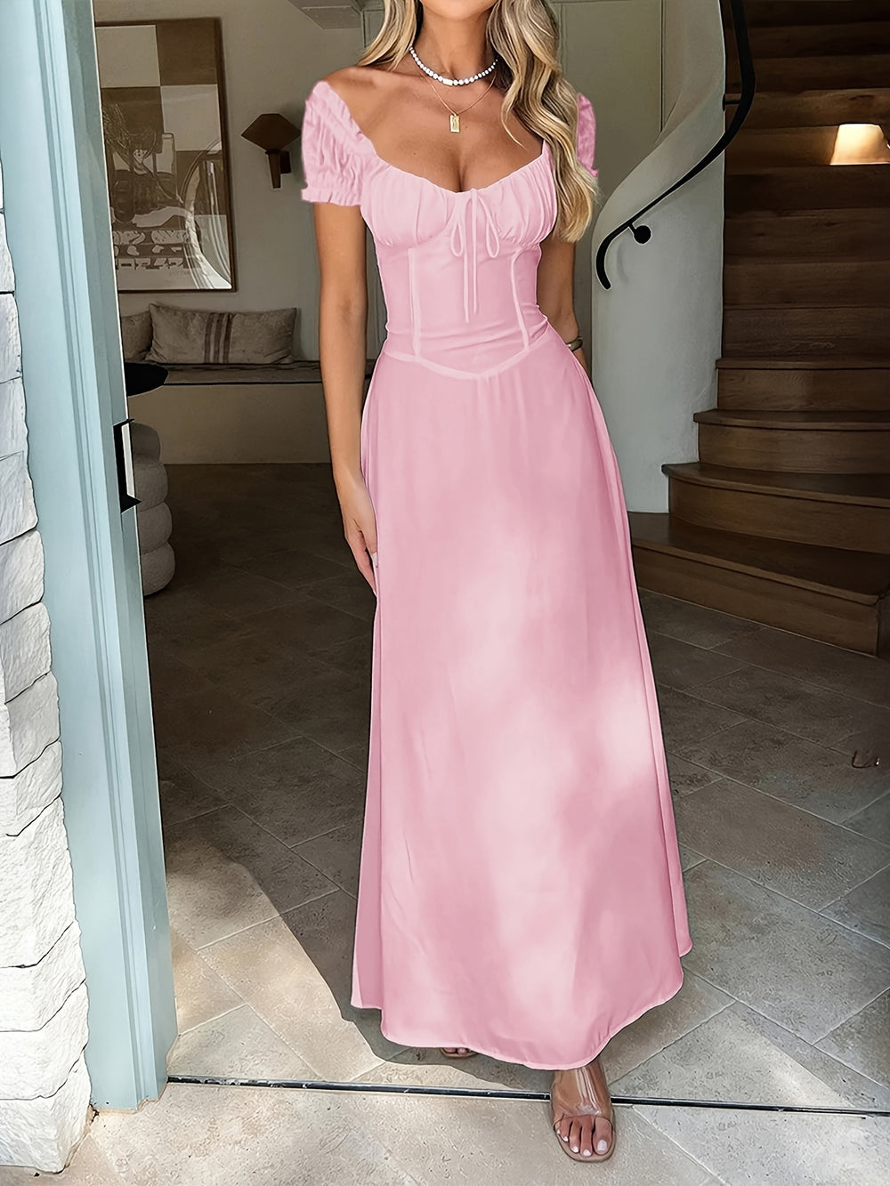 Jurk – Off-Shoulder Ontwerp & Verstelbare Tailleband