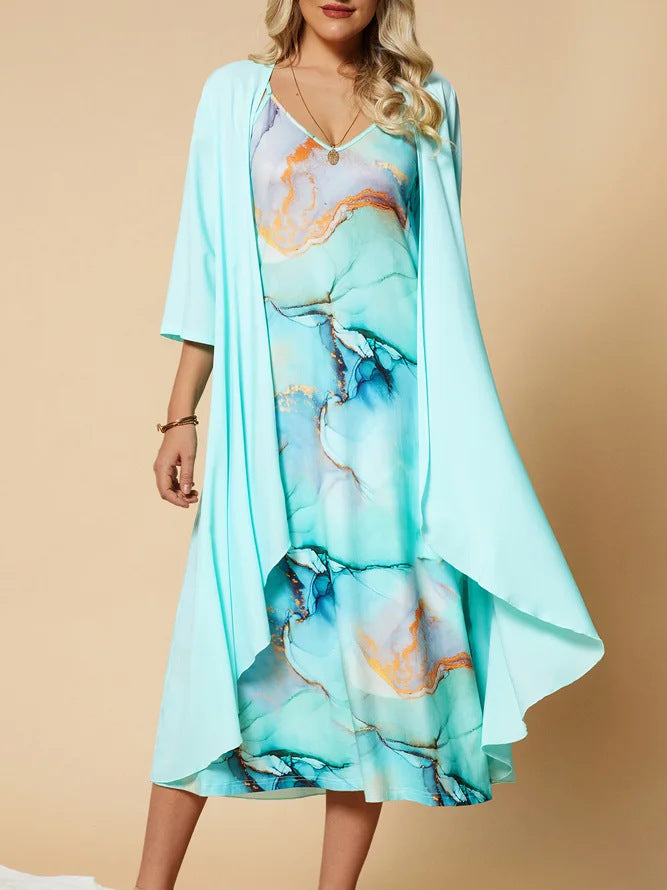 Jurk Set – Bloemenprint & A-lijn Rok