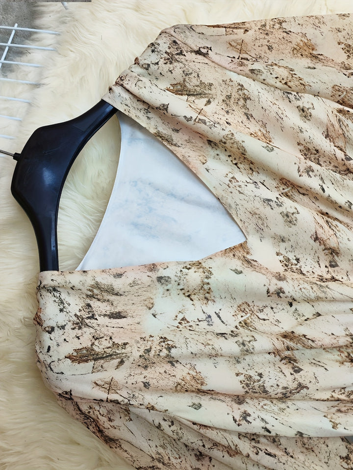 Jurk – V Hals Lantaarnmouw & Asymmetrische Zoom Met Beweging