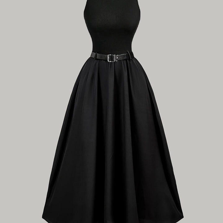 Jurk Zonder Mouwen – A-Lijn Silhouet & Riem voor Getailleerde Taille