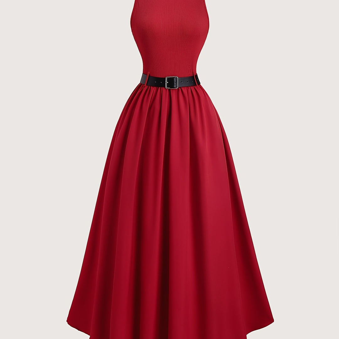 Jurk Zonder Mouwen – A-Lijn Silhouet & Riem voor Getailleerde Taille