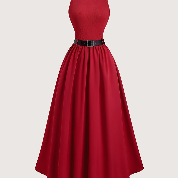 Jurk Zonder Mouwen – A-Lijn Silhouet & Riem voor Getailleerde Taille
