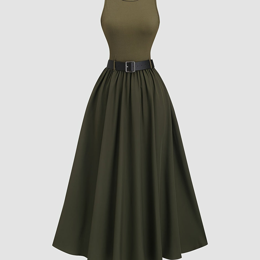 Jurk Zonder Mouwen – A-Lijn Silhouet & Riem voor Getailleerde Taille