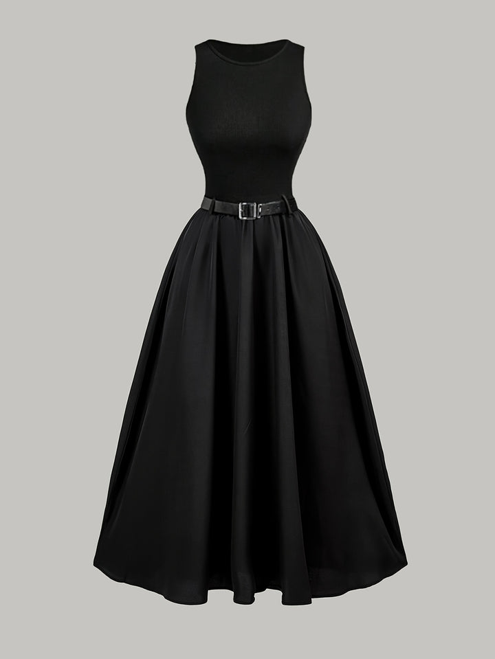 Jurk Zonder Mouwen – A-Lijn Silhouet & Riem voor Getailleerde Taille