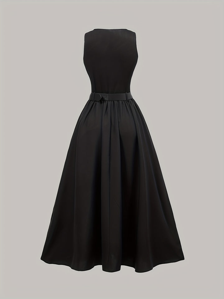 Jurk Zonder Mouwen – A-Lijn Silhouet & Riem voor Getailleerde Taille