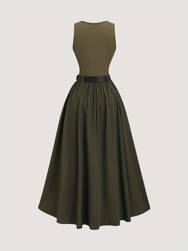 Jurk Zonder Mouwen – A-Lijn Silhouet & Riem voor Getailleerde Taille