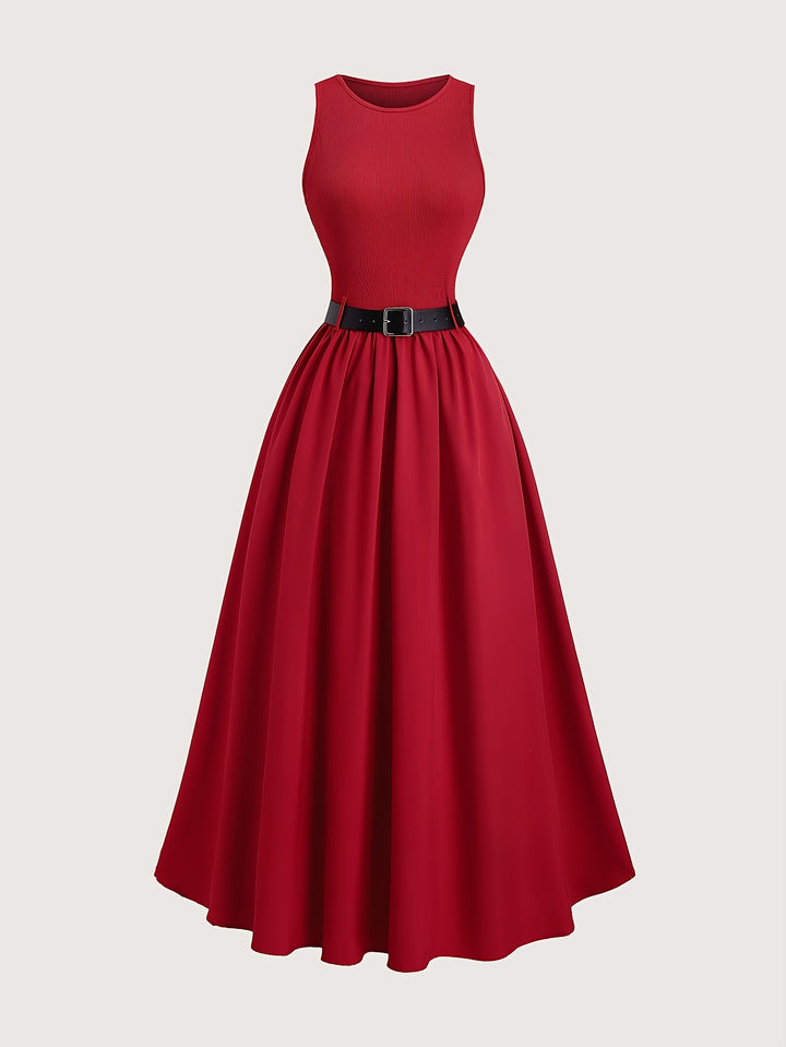 Jurk Zonder Mouwen – A-Lijn Silhouet & Riem voor Getailleerde Taille