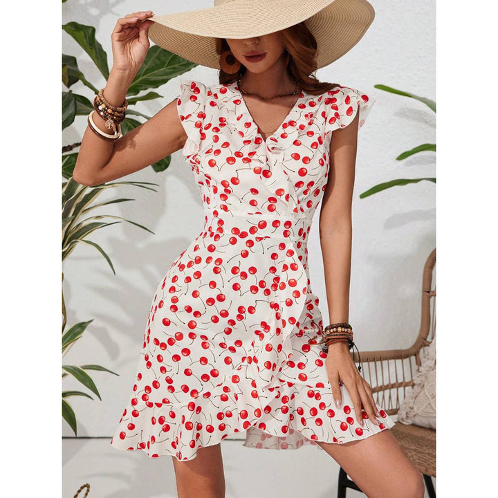 Jurk met V-hals - Visstaartrok & Comfortabel Beweegbare Stof
