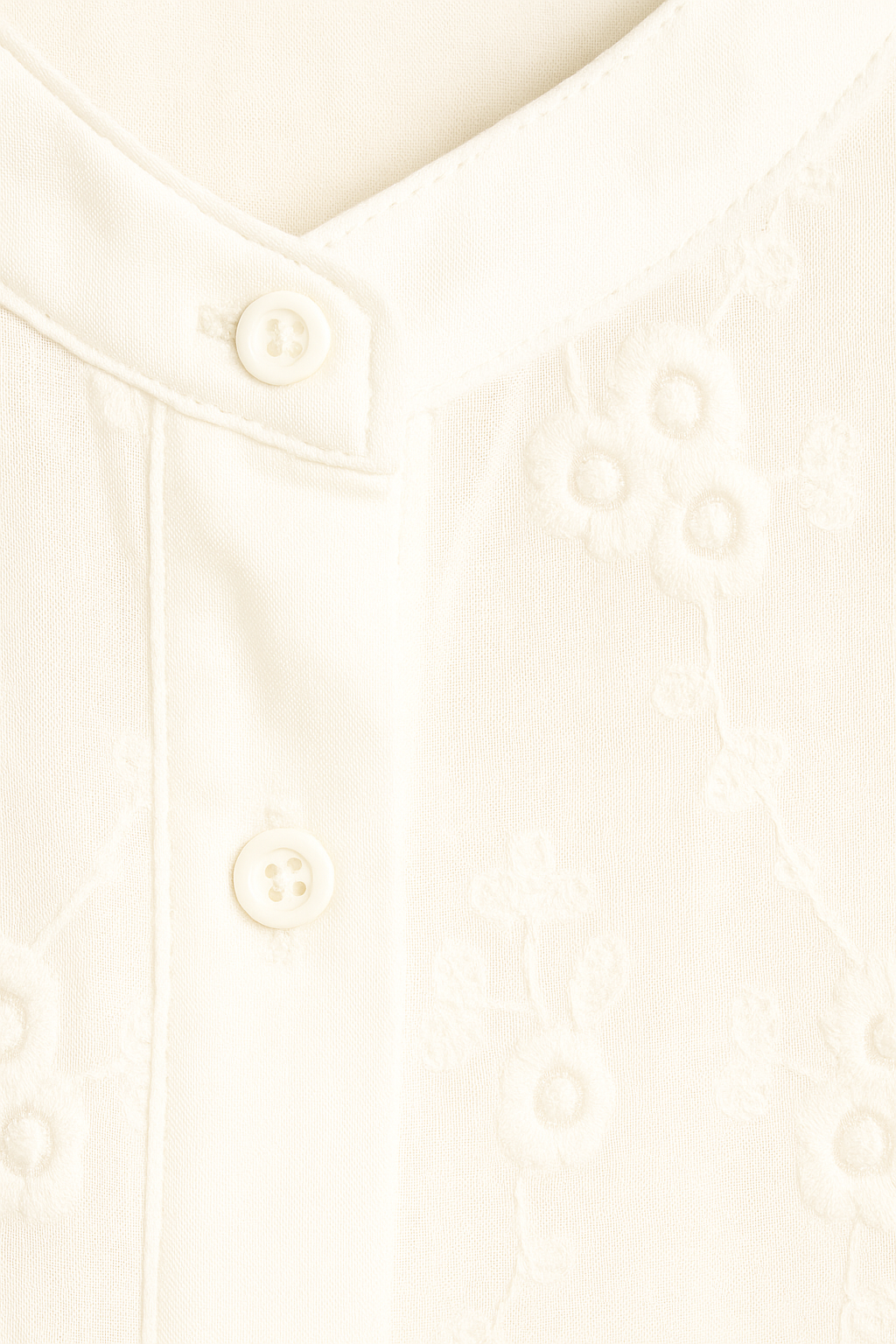 Kant Geborduurde Blouse - Lange Mouwen Ontwerp & Knopen Sluiting