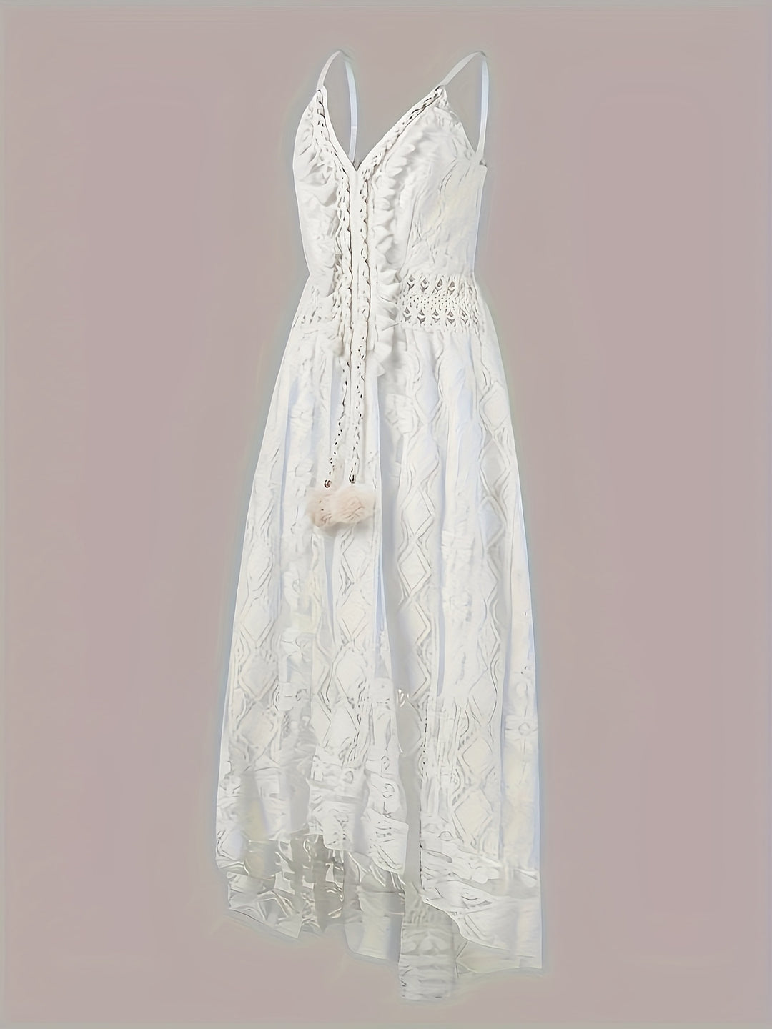 Kant Maxi Jurk – Off-Shoulder Ontwerp & Bloemenpatroon