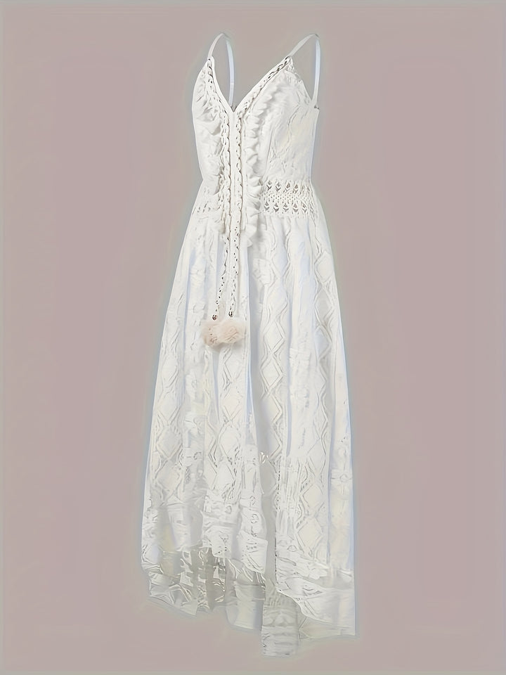 Kant Maxi Jurk – Off-Shoulder Ontwerp & Bloemenpatroon
