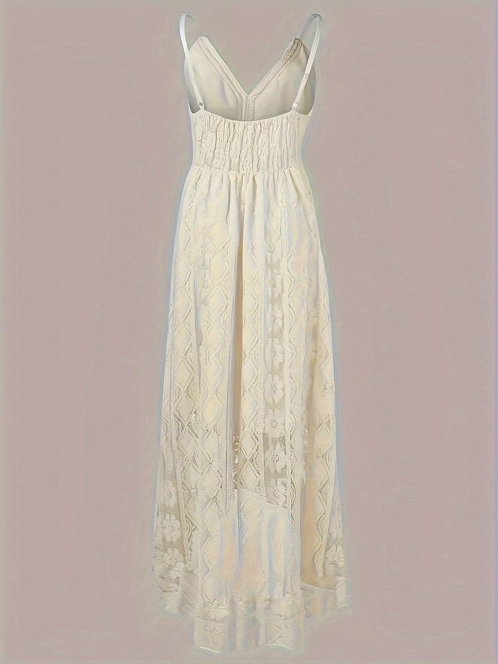 Kant Maxi Jurk – Off-Shoulder Ontwerp & Bloemenpatroon