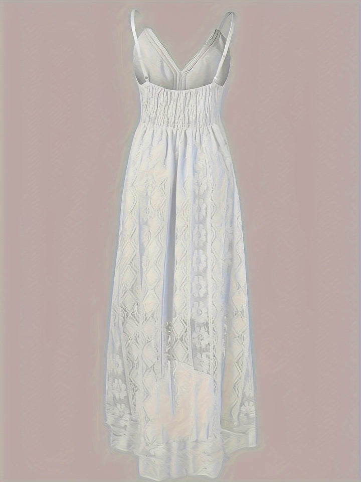 Kant Maxi Jurk – Off-Shoulder Ontwerp & Bloemenpatroon