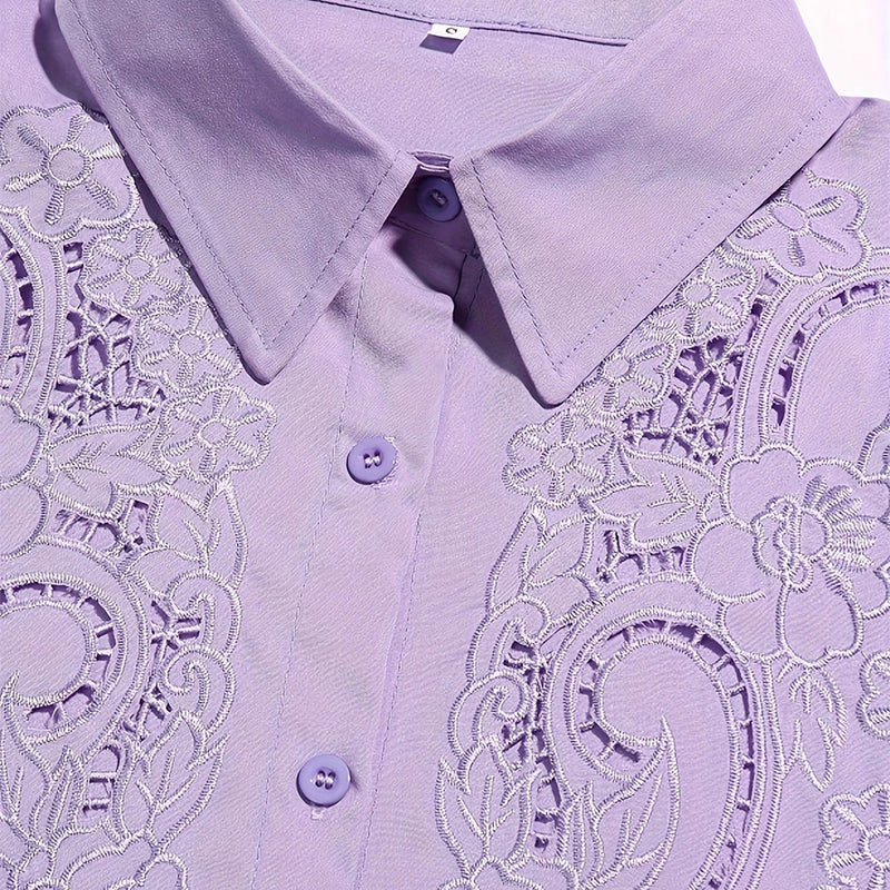 Kanten Blouse – Lange Mouwen & Knopsluiting voor Extra Comfort