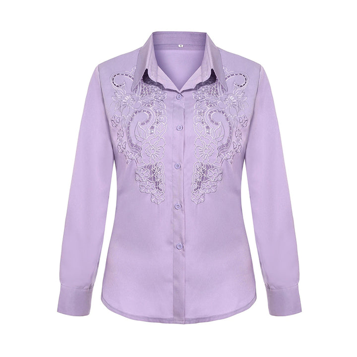 Kanten Blouse – Lange Mouwen & Knopsluiting voor Extra Comfort