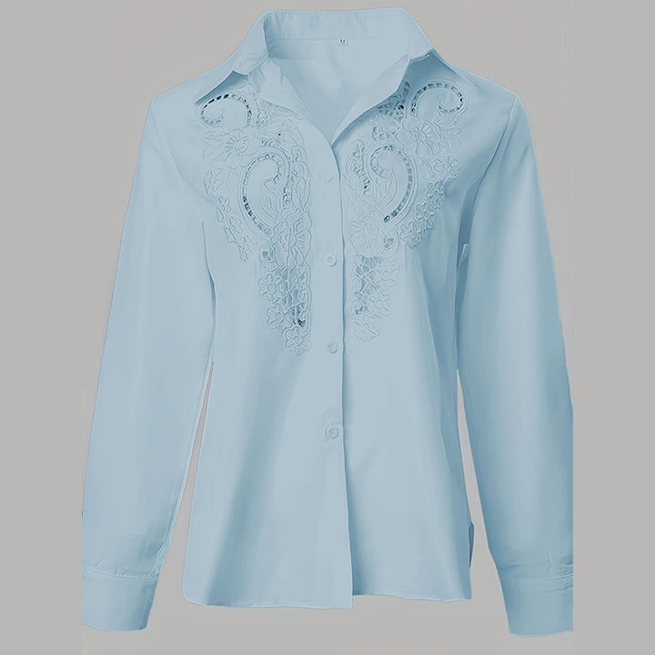 Kanten Blouse – Lange Mouwen & Knopsluiting voor Extra Comfort