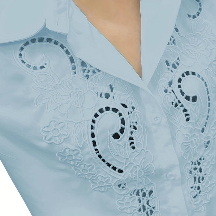 Kanten Blouse – Lange Mouwen & Knopsluiting voor Extra Comfort