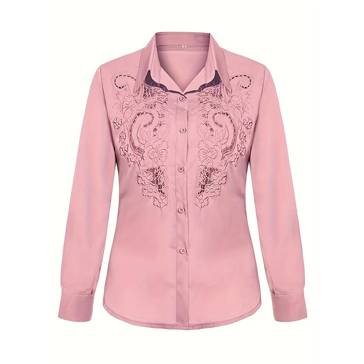 Kanten Blouse – Lange Mouwen & Knopsluiting voor Extra Comfort