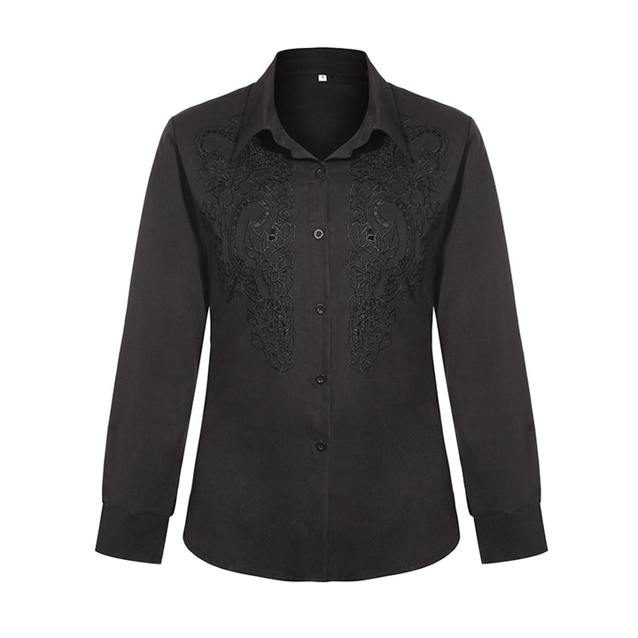 Kanten Blouse – Lange Mouwen & Knopsluiting voor Extra Comfort