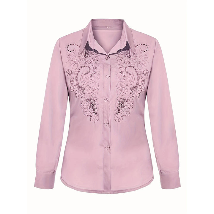 Kanten Blouse – Lange Mouwen & Knopsluiting voor Extra Comfort