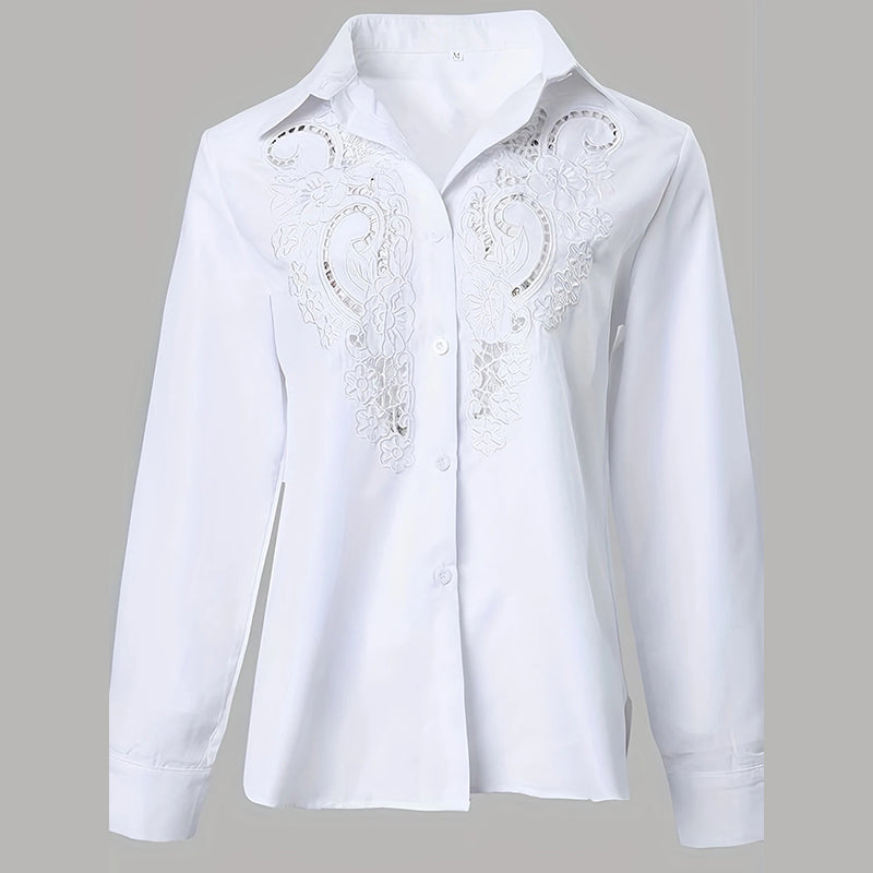 Kanten Blouse – Lange Mouwen & Knopsluiting voor Extra Comfort
