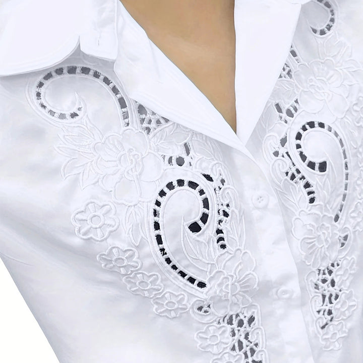 Kanten Blouse – Lange Mouwen & Knopsluiting voor Extra Comfort