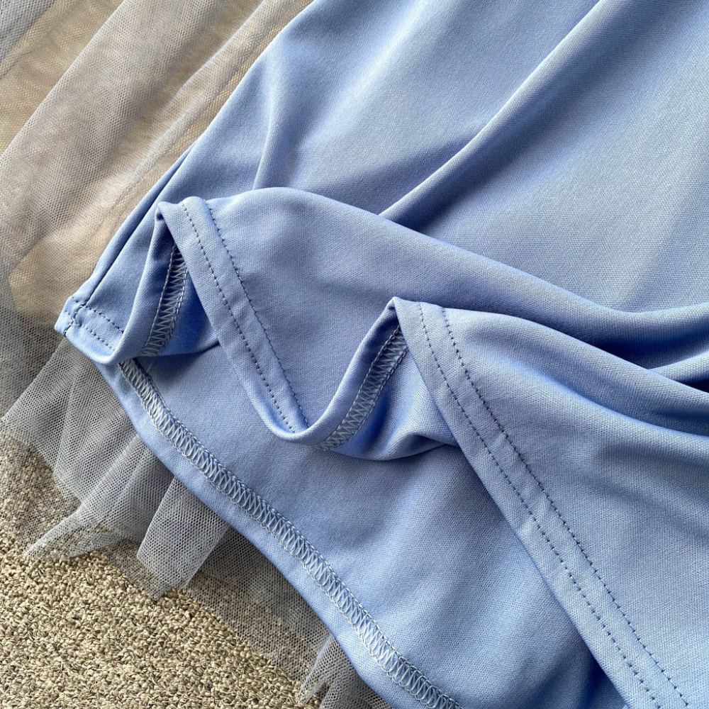 Kanten Midi-jurk - Doorzichtige Mouwen & Geborduurde Details