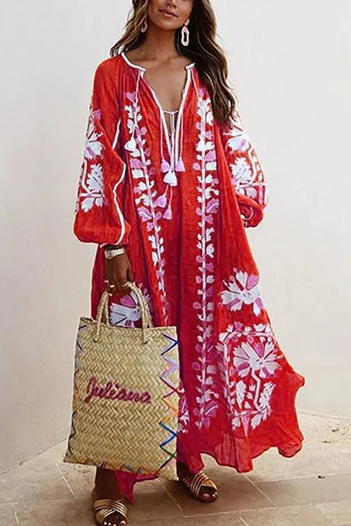 Kara - Bohemian maxi jurk met bloemenprint