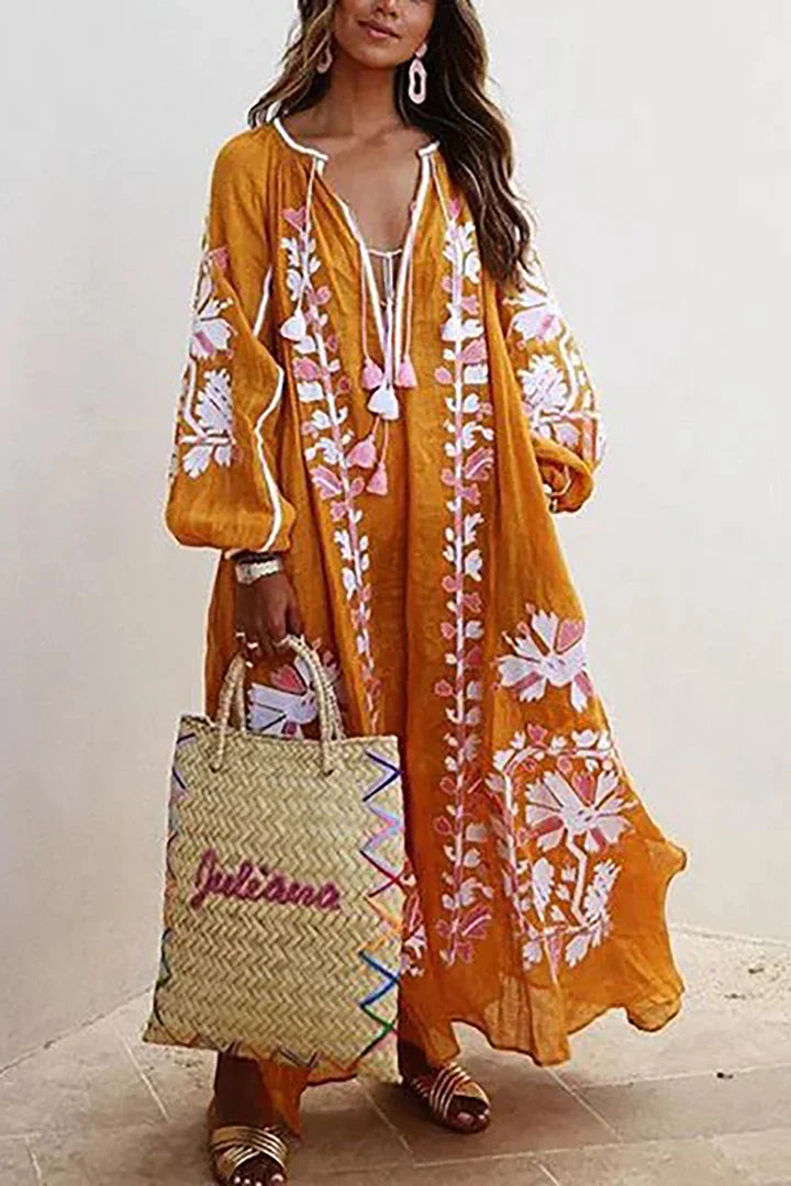 Kara - Bohemian maxi jurk met bloemenprint