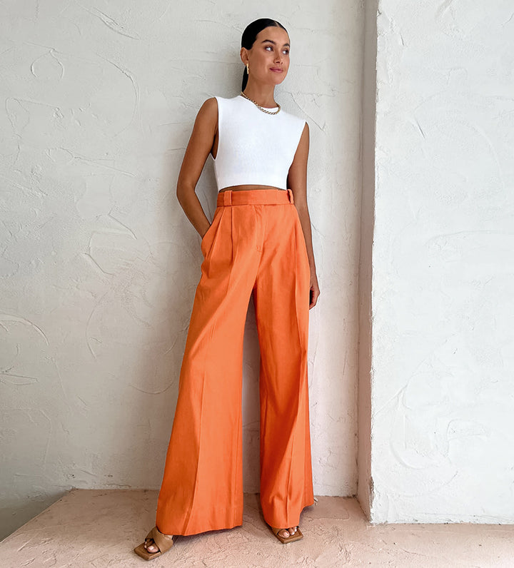 Katoen-Linnen Broek – Hoge Taille & Losse Pijpen