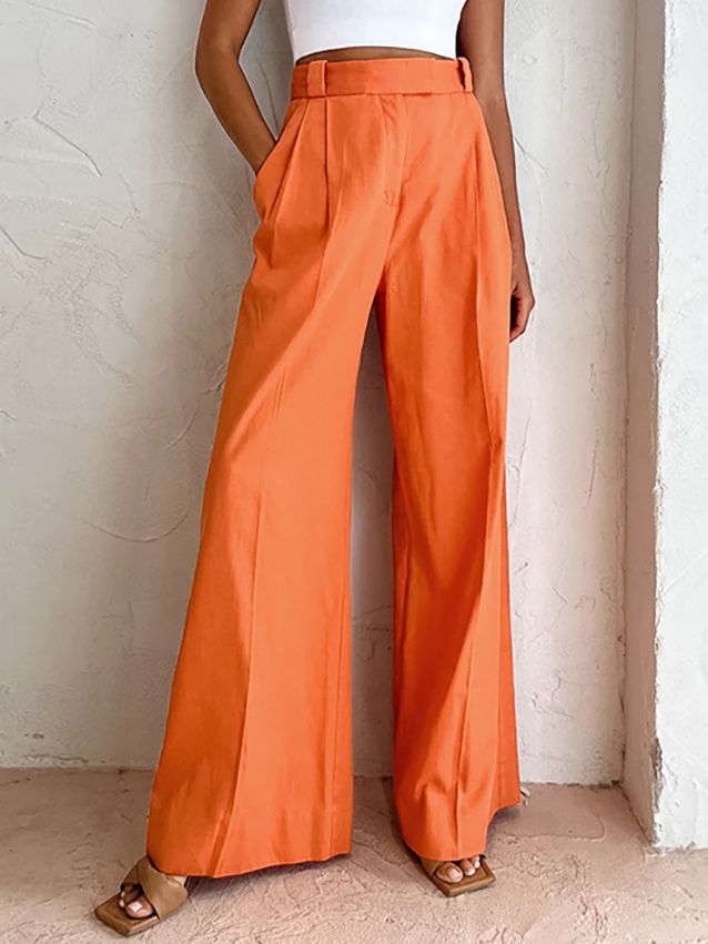 Katoen-Linnen Broek – Hoge Taille & Losse Pijpen