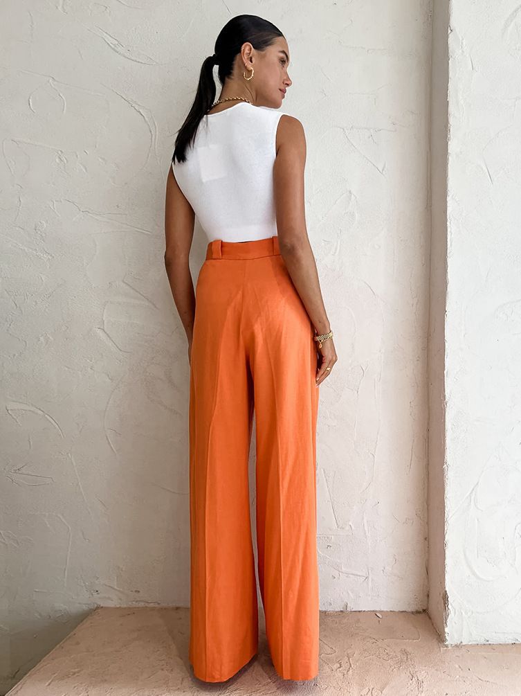Katoen-Linnen Broek – Hoge Taille & Losse Pijpen