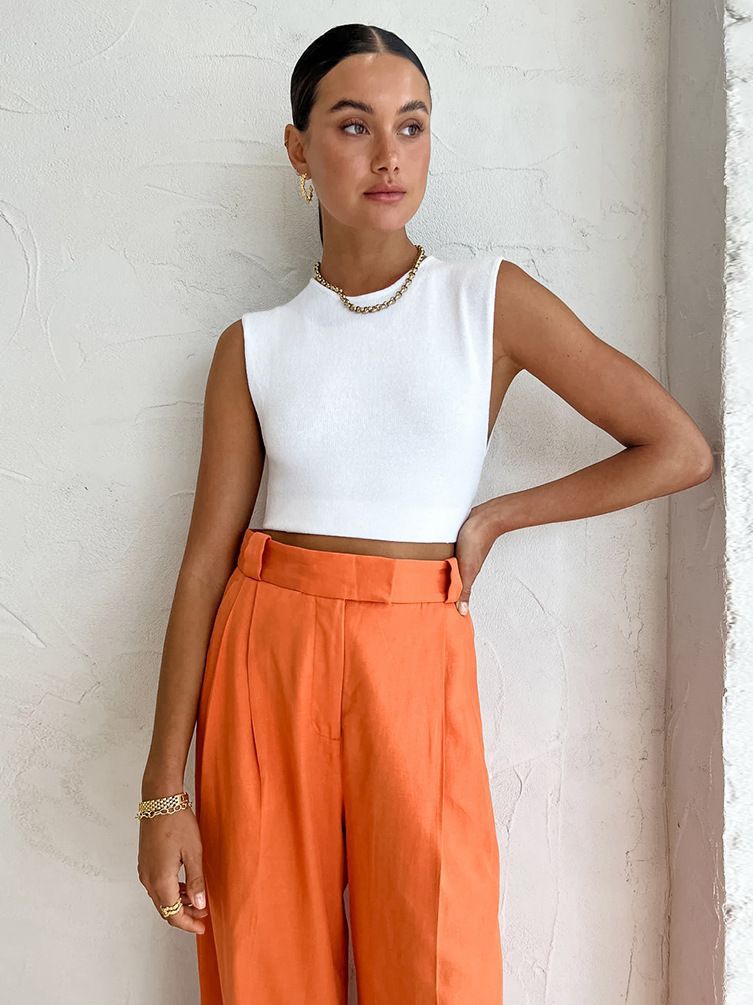 Katoen-Linnen Broek – Hoge Taille & Losse Pijpen