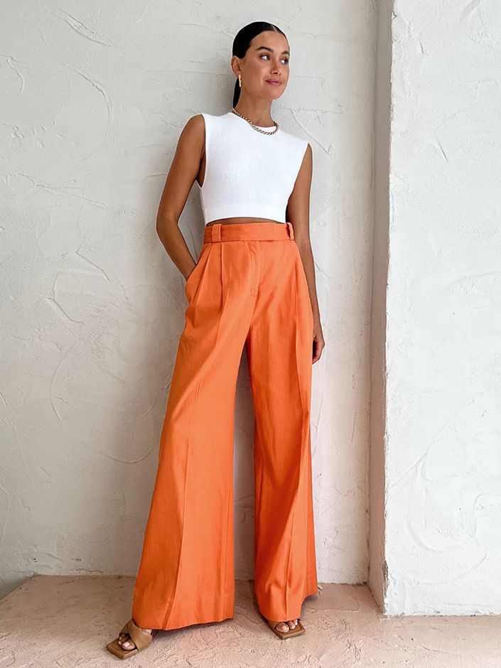 Katoen-Linnen Broek – Hoge Taille & Losse Pijpen