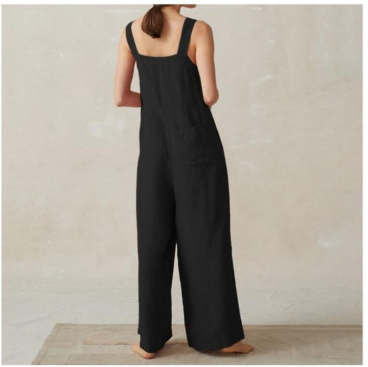 Katoen-Linnen Jumpsuit – Brede Pijpen & Handige Zakjes