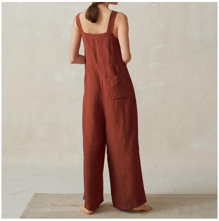 Katoen-Linnen Jumpsuit – Brede Pijpen & Handige Zakjes