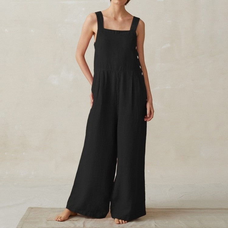 Katoen-Linnen Jumpsuit – Brede Pijpen & Handige Zakjes