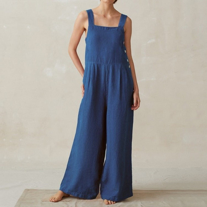 Katoen-Linnen Jumpsuit – Brede Pijpen & Handige Zakjes