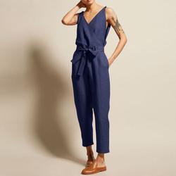 Katoen-Linnen Jumpsuit – V-Hals & Losse Pasvorm