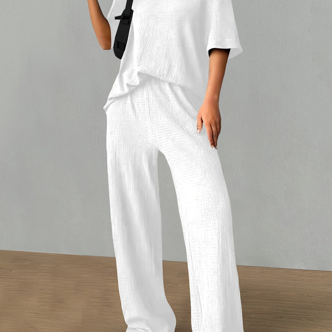 Katoen-Polyester Set – T-Shirt met Korte Mouwen & Zachte Stof